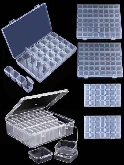 Hộp đựng tranh đính đá DIY 28/30/56 khe, hộp trang sức bằng nhựa trong suốt, hộp đựng đồ thủ công đính đá, hộp đựng đồ dùng để bàn đa năng, quà tặng Giáng sinh/Halloween.