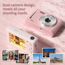 Cámara digital CCD retro con zoom 16X y enfoque automático - Capacidad de batería de 700mAh, cámara digital 1080P, antivibración, detección de rostros, ideal para viajes y ocasiones especiales. - Ver 2