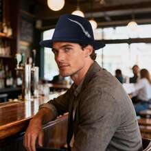 JEWELRYWE Fedora Hats For Men And Women, Classic Panama Hat, Short Brim, Felt Hat With Feather, Felt Jazz Cap, Evening Party Outfit Accessories, Thanksgiving And Christmas Gifts - 淺灰色 - 查看 4