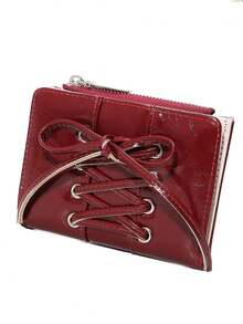 2026 Women's Wallet - PU Leather Bow Tie Design Short Wallet, Multi-Card Slots Zipper Coin Purse, Fashion Versatile Credit Card Holder - Multicolor - View 7