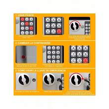 Pequeña caja fuerte de  electrónica con código digital y llave, incluye 2 llaves, soporte de pared y batería, apta para hogar, oficina, hotel - Negro - Ver 4