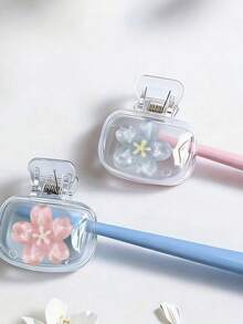 2个装樱花图案便携式牙刷套，可爱樱花图案，透明白色旅行牙刷收纳盒；清新可爱风格，春日元素；便携式牙刷头保护夹，牙刷收纳夹，牙刷保护套，保护牙刷头，便于携带的便携设计，旅行防尘牙刷头套，送给情侣、朋友、家人、老师和旅行爱好者的最佳礼物，家庭和宿舍必备。 - 彩色 - 查看 4