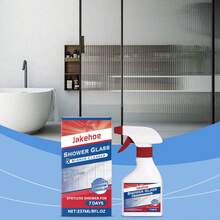 jakehoe Limpiador de descalcificador de vidrio para baño - Disuelve rápidamente las manchas de agua dura y los residuos de jabón, el antivaho de larga duración mantiene el vidrio cristalino. Cuenta con tecnología de revestimiento protector para reducir la acumulación de minerales. Totalmente compatible con vidrio/espejos de ducha sin causar daños. - Líquido - Ver 4