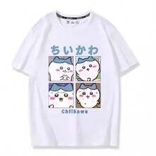 Nuevos productos de moda muy populares de : Camiseta holgada, casual y cómoda de manga corta con estampado de Chiikawa, para mujeres y hombres, elegante y de alta calidad. - 3 - Ver 4