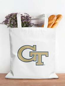 Georgia Tech Yellow Jackets Icon Logo Women S Durable Canvas Shopping Bag  Friendly Design For Travel And Parties, - trắng - Xem 3