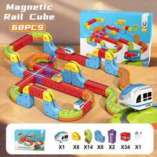 Electric Train Building Block Set, High-Speed Rail Model DIY Blocks, Building Blocks Toy, High-Speed Train Carriage, Electric Suspension, Children's Track Car, Birthday Children's Day Gift Toy, 8pcs Set, 26pcs Set, 32pcs, 68pcs 3D DIY Track Building Block Set, STEM Car Toy Set Includes Train And Traffic Signs, Suitable For Boys And Girls - Color - View 7