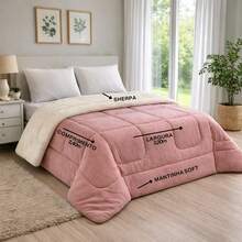 Soft Sherpa Queen Size Comforter/Blanket, Fluffy And Cozy, For Winter - Beis - Ver 2