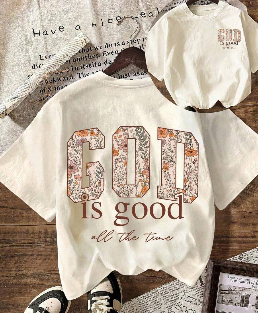 Graphic Tee Shirt Design Gift For Book Lovers, Graphic Tees Women, Summer Clothes For Women, Women's Casual Round Neck Short Sleeve T-Shirt-Breathable - 杏色 - 查看 1