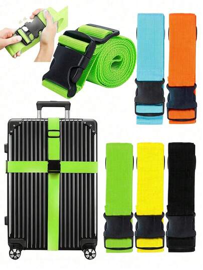 可调节行李带，旅行箱捆绑带，加厚交叉打包带，户外旅行捆绑带，行李识别标签，拉杆箱固定带，适用于行李箱、帐篷、防潮垫、背包、旅行装备、被子、瑜伽垫、腰带、减肥带、家用捆绑等。