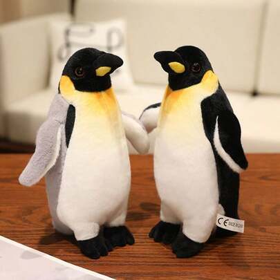 1pc Realistic Plush Antarctic Penguin Stuffed Animal Doll, Soft Cute Penguin Doll Plushie, Cartoon Penguin Pillow Home Decor, Gift For Girls And Children