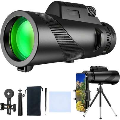 Telescópio Monocular Portátil à Prova D'água. Capture Fotos Incríveis de Longe com seu Celular! Perfeito para Trilhas, Caça, Pesca e Jogos de Futebol.