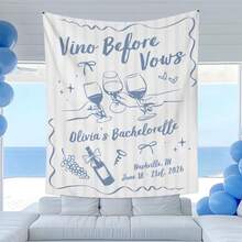 1PC Vino Before Vows Party Tapestry, Personalized Wine Bachelorette Party Banner, Bridal Shower Party Backdrop, Winery Bach Party Welcome Sign, 5 Sizes Available - Vitt - Visa 4