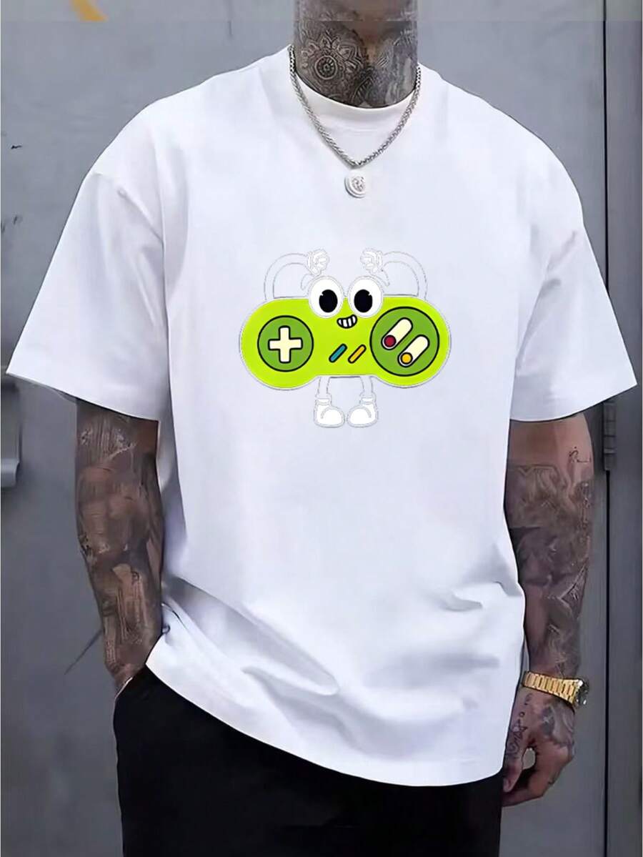 Camiseta para hombre con estampado de controlador de videojuegos - Blanco - Ver 1