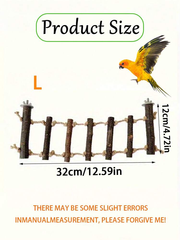 Adjustable Parrot Climbing Ladder, Natural Wooden Rope Ladder For Small/Medium Parrots, Multi-Position Perch Platform, Bird Cage Accessory, Parrot Toy - View 10