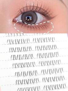 Waloshow 80pcs Cat Claw Segmented Lower Lash False Eyelashes, Natural & Realistic, Suitable For Beginners & Daily Wear - B - View 1