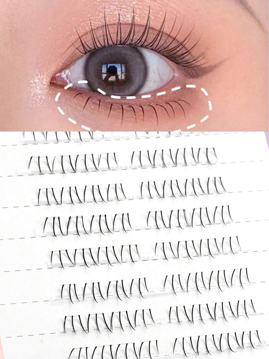 Waloshow 80pcs Cat Claw Segmented Lower Lash False Eyelashes, Natural & Realistic, Suitable For Beginners & Daily Wear - B - View 1