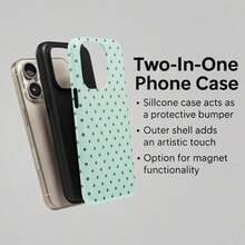 Pink Base Black Polka Dot Phone Case, Cute Y2K Style. Compatible With IPhone 17, 16, 15, 14, 13, 12, Max Plus Models - Green - View 5
