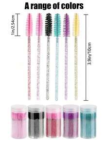 50/100 Pcs Disposable Mascara Wands,Mascara Brushes,Crystal Eyebrow Brush (Suitable For Eyelash Extensions),Disposable Curved Eyebrow Brushes, Spiral Brushes - Multicolor - View 5