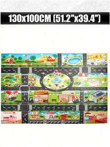 1 buah Alas Bermain Lalu Lintas Kota Besar, Tahan Air & Tahan Lembap, Jalan Interaktif, Cocok untuk Mobil Mainan Anak, Dekorasi Ruangan, Alat Edukasi, Hadiah Natal - MultiWarna - View 8