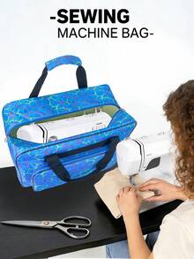 Sewing Machine Carrying Case - Multi-Pocket Storage Bag With Adjustable Shoulder Strap, Fits Most 15-18 Inch Machines, Water-Resistant Oxford Fabric - Multicolor - View 12