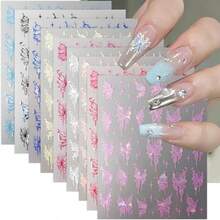Butterfly Nail Art Stickers Decals 3D Self-Adhesive Blue Purple White Red Black Pink Shining Laser Design Supplies For DIY Manicure Decorations 9 Sheets - Nhiều màu - Xem 8