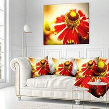 Designart Beautiful Yellow Background' Flower Throw Cushion Pillow Cover for Living Room Sofa 16 in. x 16 in - Amarillo - Ver 2