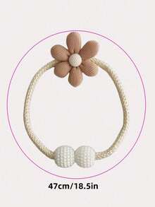 2pcs/1pc Set Floral & Faux Pearl Curtain Tiebacks, Polyester Fiber Material Modern Casual Style Flower Decoration Suitable For Thin Or Thick Curtains, No Drill, Adjustable, Applicable For Bedroom, Living Room, Kids Room Curtain Decor - 彩色 - 查看 11