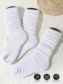 6/3/1 Pair Of Women'S White Casual Socks, Long Socks, Pile Socks, Mid Socks, Tight Socks, Seasonal Styles, Boot Shaped, Knitted Socks, Used As Gifts For Friends And Family - White - View 7