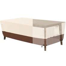 Tuyeho Patio Rectangular Table Cover 74 x 48 x 28 inch 600D Heavy Duty Outdoor Dining Table and Chairs Set Cover Waterproof and Weather Resistant for Your Furniture Set Beige and Brown - Beis - Ver 8