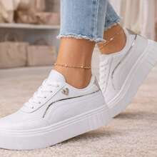 Colorful Sneakers - Casual Fashion, Everyday Style, Low Top - On  - Extremely Comfortable And Lightweight - White/Silver - View 2
