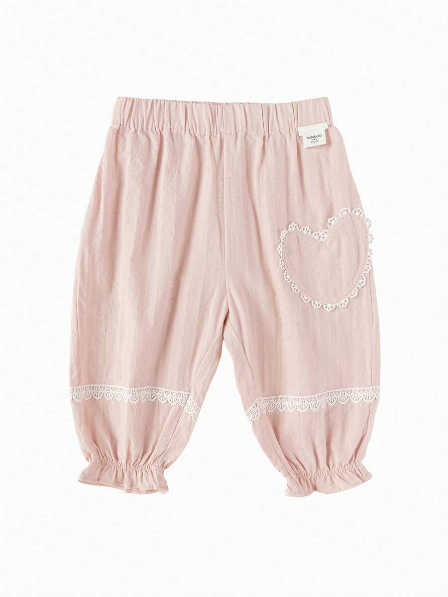Balabala Pantalones de verano anti-mosquitos para niñas con lindo encaje & dobladillo con volantes - rosa - Ver 1