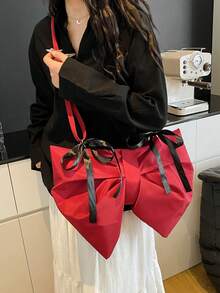 2026 New Cute Bow Crossbody Bag, Sweet Niche Design Shoulder Underarm Bag For Young Girls - Red - View 10