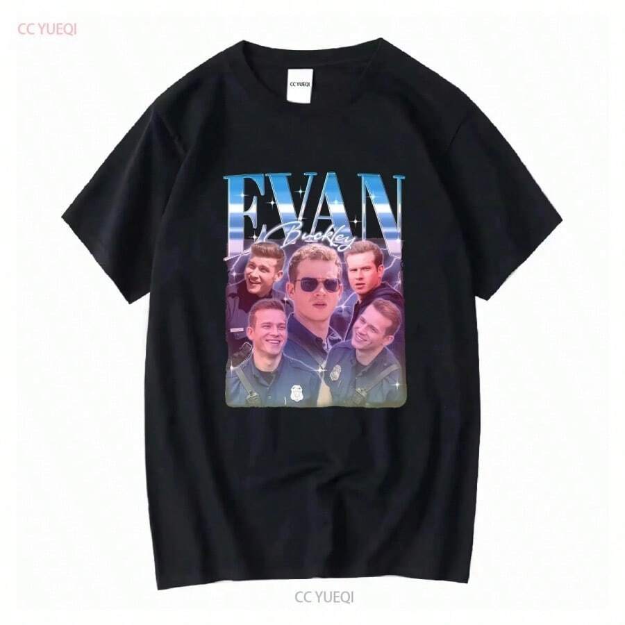 Limited Evan Buckley T Shirt Nine Eleven Series Retro 90's Vintage Homage For Fan Long Or Short Sleeves Vintage Washed - Black - View 1