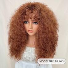 20 Inch Chestnut Brown Curly Wig: Heat Resistant Synthetic Fiber, Easy Styling For Daily Wear - Brown - View 5