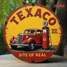 2D Flat, 1 Piece Vintage Texaco Gas Station Sign Wooden Wall Decor - 7.8x7.8 Inch Retro 2D Flat Print With Red Car And Pump Design, Classic American Style, Suitable For Home, Farmhouse, Garage, Bar, Cafe - No Electricity Needed, Easy To Hang, Garage Decor, Nostalgic Design, Durable Decoration, 2D Flat - Multicolor - View 7