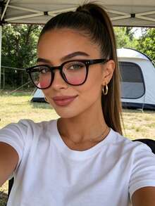 1 pieza Gafas de moda minimalistas retro degradadas para mujer, adecuadas para looks de estilo diario - Multicolor - Ver 5