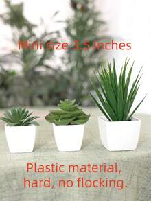1pc/3pcs Artificial Succulent Plastic Mini Potted Plants Set - Suitable For Shops, Home, Living Room, Bedroom, Bathroom, Tabletop Decor Gifts Birthday Graduation,Garden Decor,Outdoor Plant,Gardening,Fake Flowers Home Decor Back To School Room Decor School Supplies - Multicolor - View 5