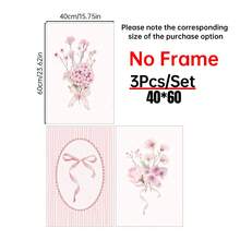 3 peças Impressão em Tela de Arte de Parede Floral com Laço Rosa Fofo sem Moldura, Decoração Minimalista e Estética para Quarto de Meninas, Quarto Infantil, Sala de Jogos, Quarto, Casa Moderna - Multicolorido - Visão 13