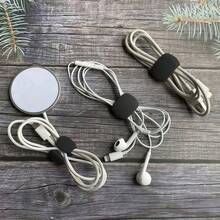 12pcs Black Multi-Functional Wire Winders, Data Cable Earphone Charger Organizer, Minimalist Portable Clips - Black - View 3