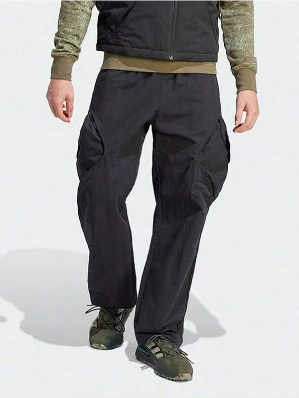 Adidas 男士工装裤，宽松直筒休闲运动裤 IJ0719 - 黑色 - 查看 1