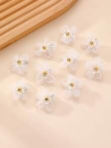 10个/40个女童网纱珍珠花朵发夹套装，适合日常装饰 - 彩色 - 查看 4