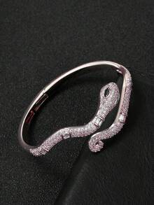 1 pieza Brazalete de lujo con serpiente de circonita cúbica de moda, para uso diario de mujeres - Serpiente - Ver 3