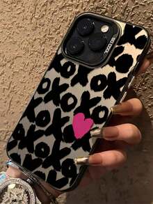1pc Personalized English Heart Pattern Reflective Lightweight Scratch-Resistant Phone Case Compatible With IPhone 11/13/15/15 Plus/15 Pro/15 Pro Max/11/12/13/14 Pro Max/XS/XR/11 Pro/11 Pro Max/12 Pro/12 Pro Max/13 Pro/13 Pro Max/14 Pro/14 Pro Max/14 Plus/7 Plus/8 Plus/8 - Multicolor - View 1