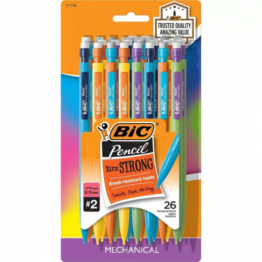 BiC 26pk Xtra Strong 0.9mm Mechanical Pencil: Thick Lead, School Supplies, Erasable, Plastic - 1 - 查看 1