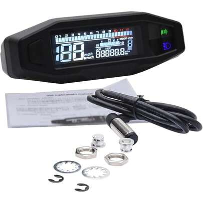 Tacómetro digital universal para motocicleta, velocímetro digital, pantalla LCD, odómetro tipo carburador (incluye sensor)