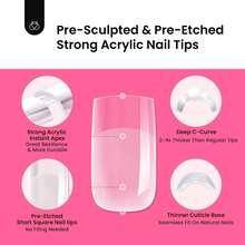 Beetles Tipex Lite Pre-Built Apex Nail Tips Kit, Stiletto Medium, With Tipex Nail Glue,  All-In-One Gel Nail Kit - Square Short 224pcs (Tipex Nail Kit) - View 7