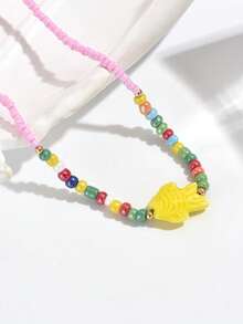 1pc Elegant & Cute Bohemian Ocean Element Ceramic Fish, Starfish, Golden Seashell, Colorful Seed Beads, Rhinestone, Golden Fish Pendant Necklace, Suitable For Beach, Party, Daily Wear, Great Gift For Graduation, School Opening Season. The Mixed Color Seed Beads May Be Different From The Official Image, Which Is A Normal Phenomenon Due To The High-Temperature Ceramic Painting Process. - Multicolor - View 22