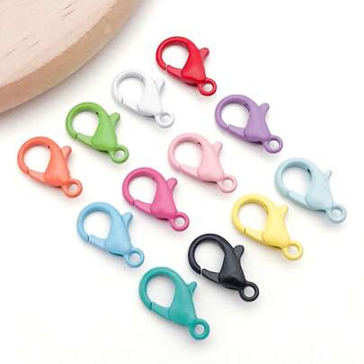50pcs Colorful Metal Lobster Claw Clasps, Clasp Connectors, Alloy Necklace Fastener Hook, Bracelet Clips, Lobster Claw Clasps With Key Rings For Jewelry Making, DIY Crafts, Bag Key Chain 8x14mm