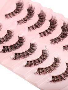 7对7-15毫米自然交叉透明假睫毛，适合派对和节日佩戴 - 黑色 - 查看 6