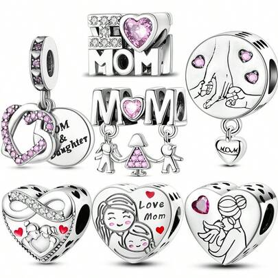 Heartwarming Mother-Daughter Hug And Hand-Holding Heart-Shaped Bead Charms – Fit Original Bracelets & Necklaces For Women: Accessories For Mother's Day, Birthdays, And Family Gatherings – Gift